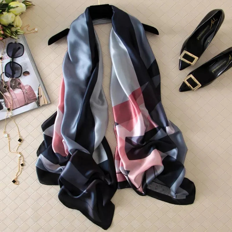 Luxury Brand 180*90cm Classic Summer Women Silk Scarves Female Shawl Foulard Cover-Ups Lady Wrap Bandanna Muffler Beach