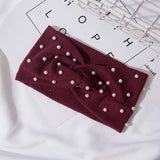 Bow Women's Headbands Pearls Head Bands Knitted Turban Bandana Autumn Winter Elastic Hairband Warm Hair Accessories Headdress