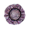 Leopard Print Satin Bonnet Cap Wide Rubber Band Nightcap Hair Care Hat