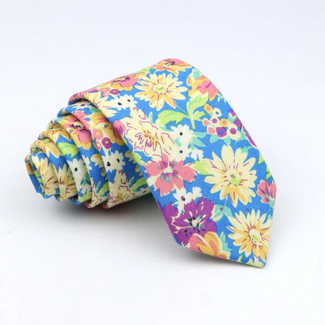 New Floral Tie For Men Women Skinny Casual 100% Cotton Casual Flower Print Skinny Neck Tie For Wedding Party Suits Tie Cravat