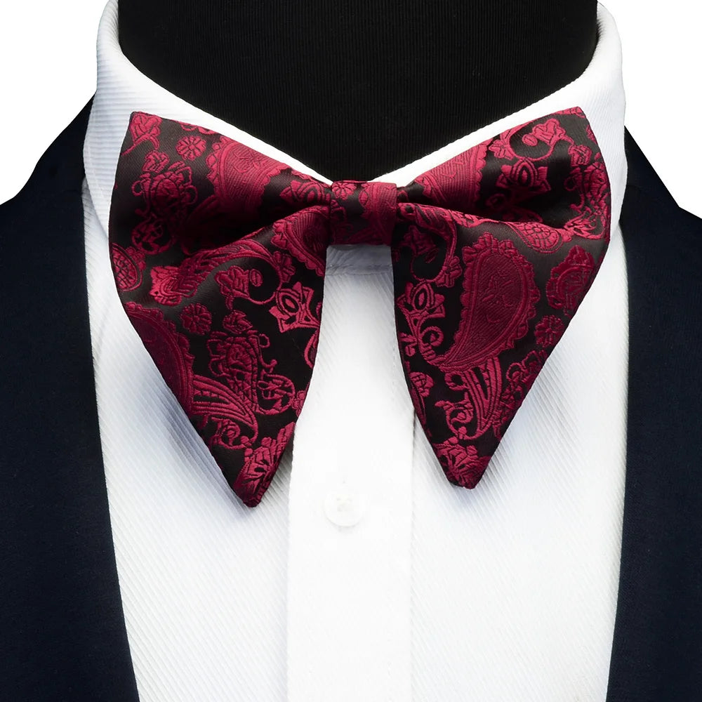 GUSLESON Fashion Paisley Bow Tie For Men Women Classic Big Bowtie For Party Wedding Bowknot Adult Mens Bowties Cravats Red Tie
