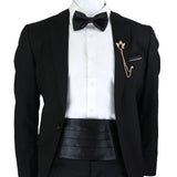 New Fashion Mens Cummerbund Bow Tie Brooch Set Black Red Blue   Waist Seal For Formal Tuxedo Business Suit Dinner Accessories