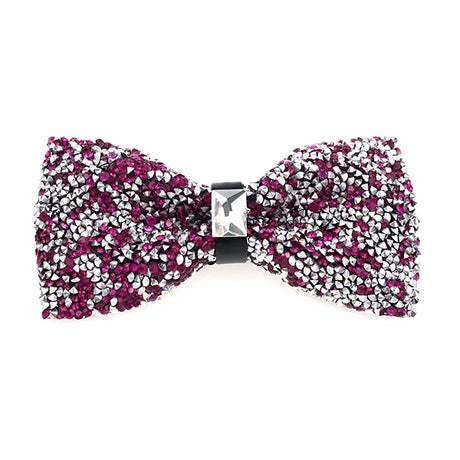 Diamond Pink Color Bow Tie For Men Butterfly Knot Rhinestone Collar Tie Crystal Super Cool Diamond Bowtie Wedding Accessories