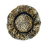 Leopard Print Satin Bonnet Cap Wide Rubber Band Nightcap Hair Care Hat