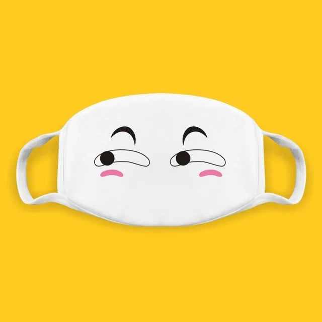 Cotton Kawaii Funny Anime Expression Mouth Face Mask Smile Breathable Masks For Korean Unisex Face Mouth Muffle Mask Accessories