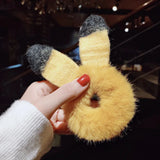 Women Girl Cute Cartoon Hair Scrunchies Panda Cows Cat Rabbit Plush Elastic Hair Bands Sweet Pontail Ties Christmas Accessories