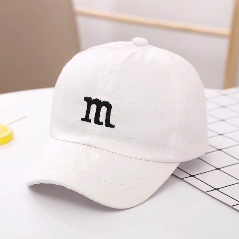 Children's Kid Baseball Cap for Girls Boy Hats Sunscreen Baby Hat Hip Hop M Letter Embroidered Kids Caps 1-6-8-12-15 Years
