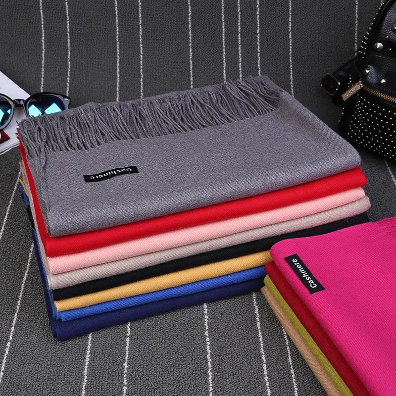 2021 Winter Scarves for Women Shawls Warm Wraps Lady Pashmina Pure Blanket Cashmere Scarf Neck Headband Hijabs Stoles Foulard