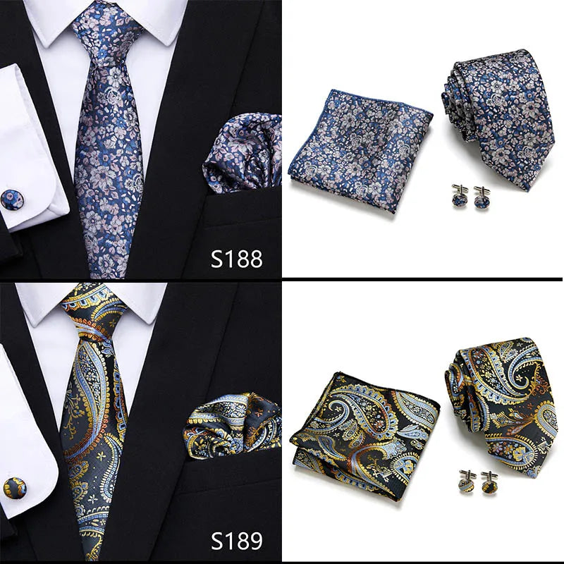 Newest style Green Tie For Men Holiday Present Tie Pocket Squares Set Necktie  Striped Wedding Accessories Man