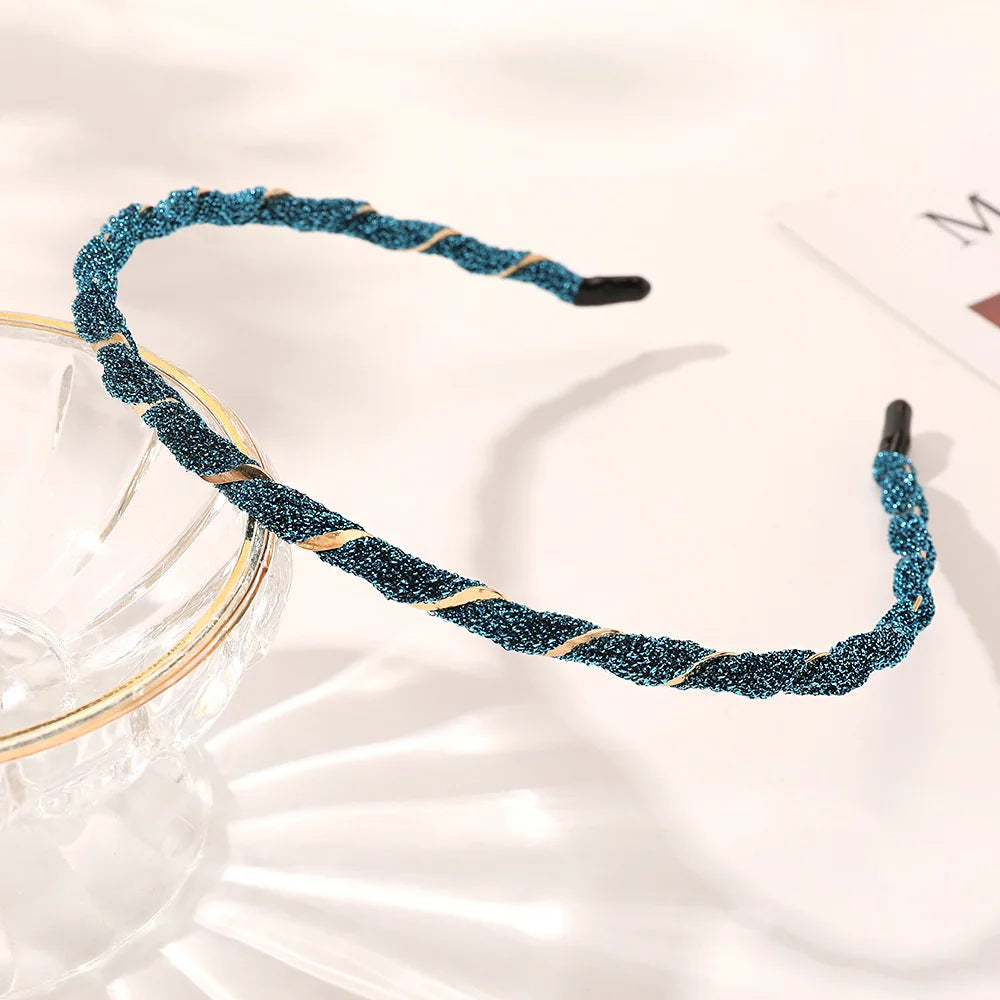 Organza Hairbands For Women Cross Weaving Hair Hoop Bands Korea Fashion Bright Silk Metal Headband Girls Hair Accessories Turban