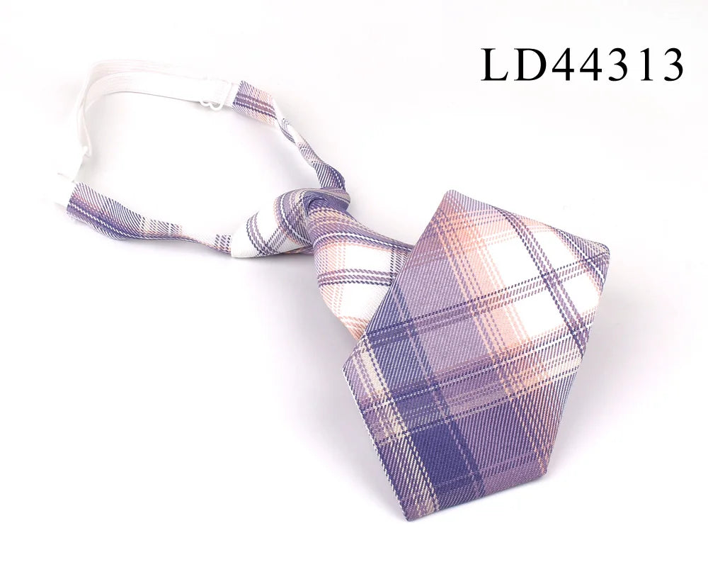 New Rubber Ties Casual Plaid Necktie For Boys Girls Neck Ties Simple Slim Necktie Gravatas Lazy Person Student Tie Neck Wear