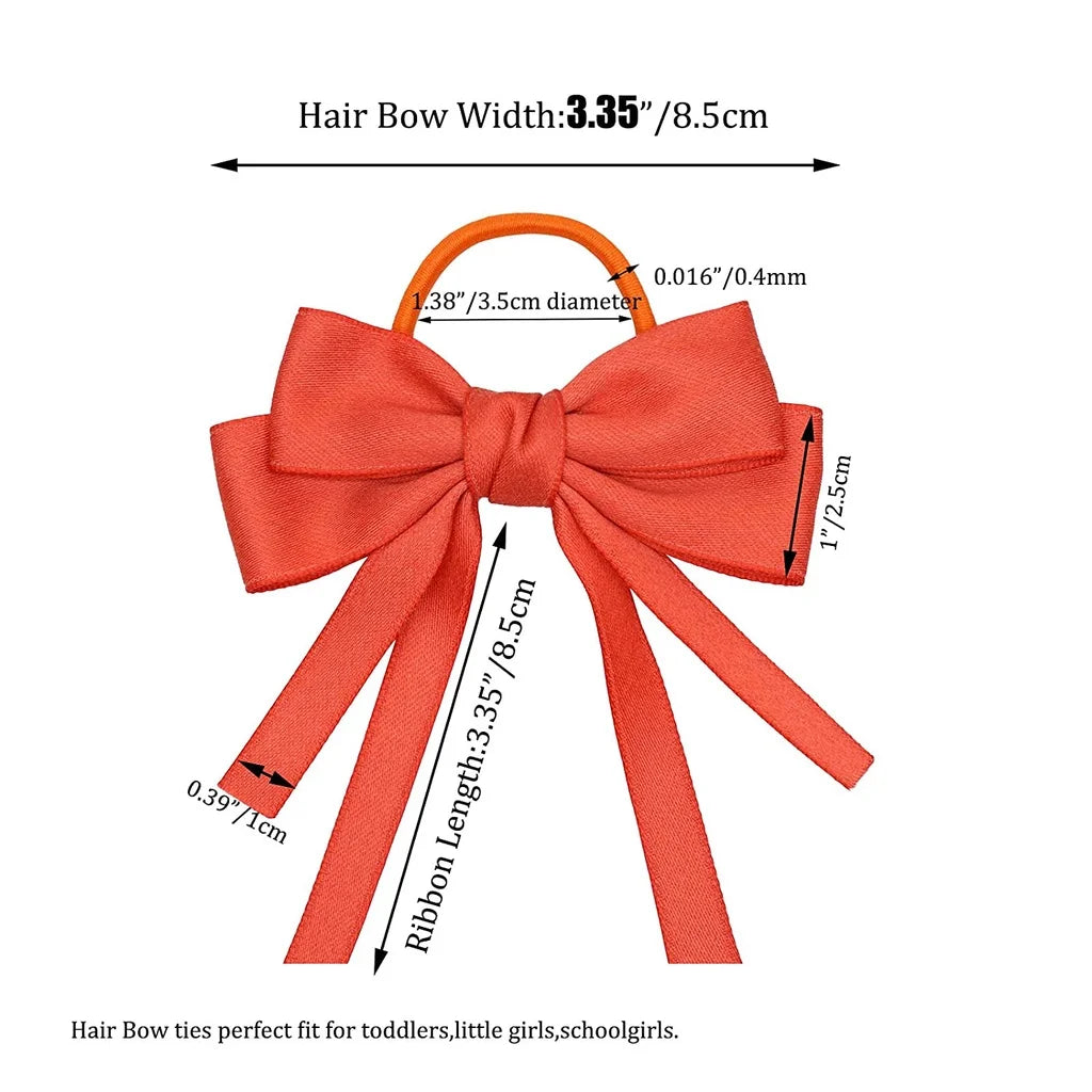 2PCS Elastic Hair Ties Rings Boutique Fabric Fringes Bows Grosgrain Ribbon Ponytail Holder Rubber Hair Bands Hair Accessories