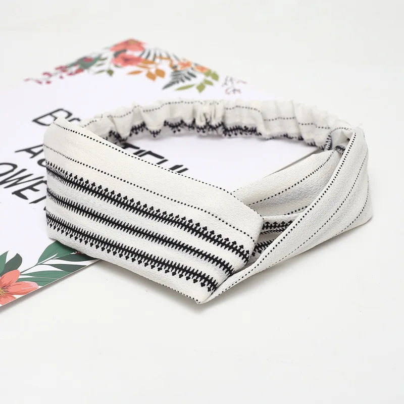 2020 Fashion Bohemian Headband Print Hairbands For Women Girls Vintage Cross Knot Turban Bandanas Headwear Hair Accessories