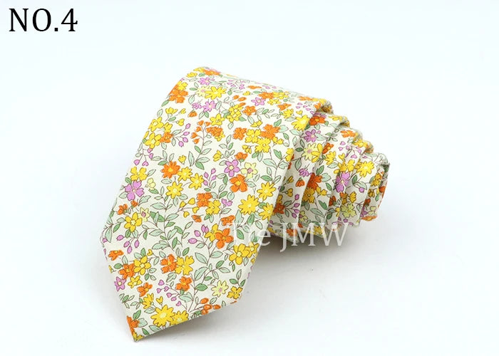 New Men's Floral Neck Ties Casual Cotton Slim Tie Skinny Wedding Party Suit Collar Flower Neckties Gravata Accessories Gift