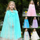 Colourful Princess Cape Cloaks for Little Girls Christmas Halloween Custome Cosplay Party Dress Shiny Sequin Shawl