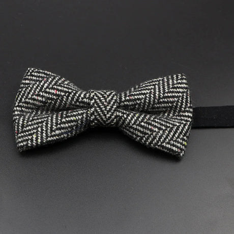 Brand New Wool Bowtie Woven Plaid Stripped Formal Bow Tie Brown Grey Butterfly Mens Wedding Party Dress Shirt Suit Accessories