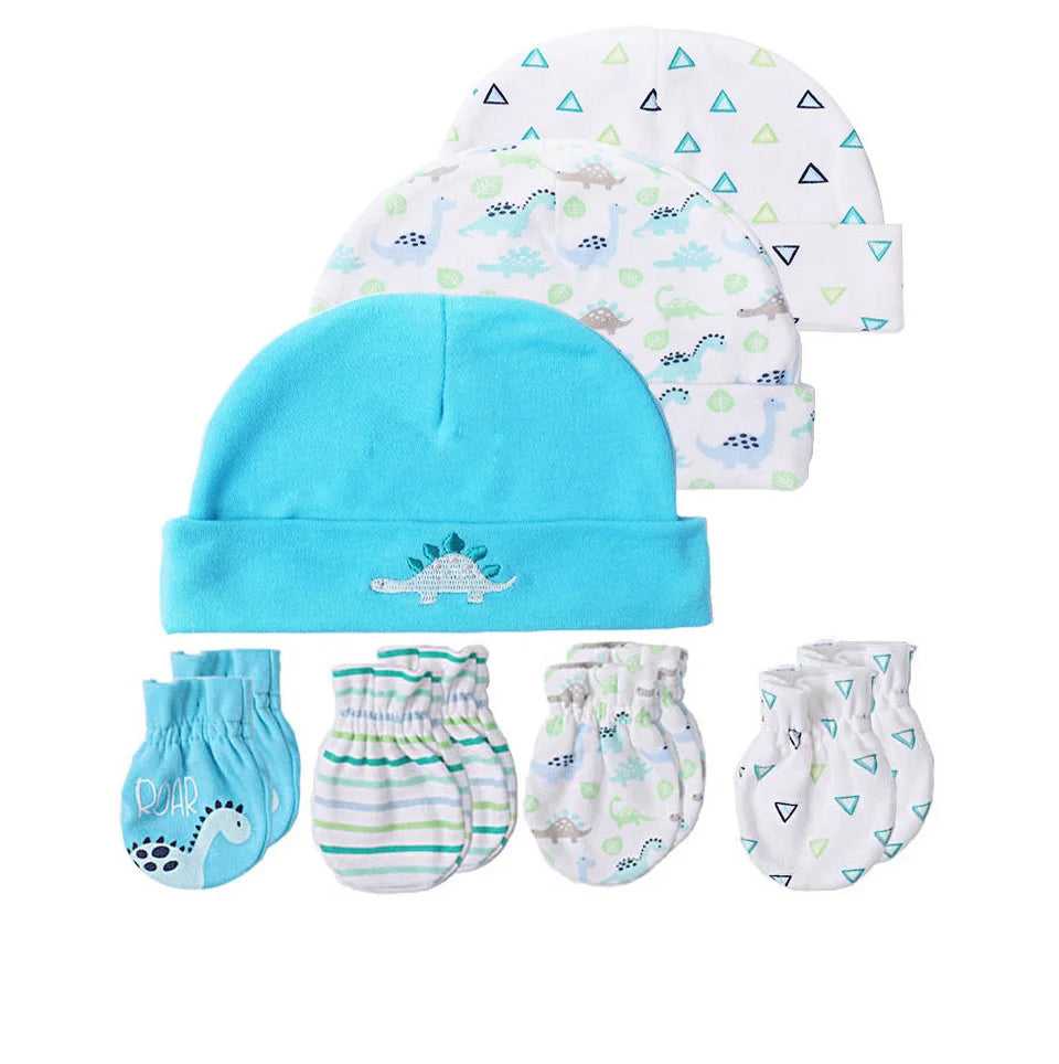 Newborn Baby Hat and Mittens Girl Boy Cap Comfy Infant Hat & Gloves Cotton Toddler Baby Accessorise For 0-6M