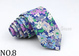 New Floral Tie For Men Women Skinny Casual 100% Cotton Casual Flower Print Skinny Neck Tie For Wedding Party Suits Tie Cravat