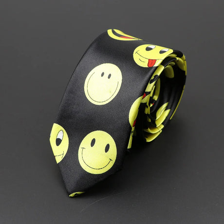 Fashion Casual Tie 5cm Skinny Slim Necktie Printing Skull Poker Smiling Face Symbol Hip Hop Boy Novelty Accessories Necktie Gift