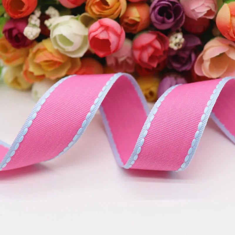 10 Yards 10MM/25MM/38MM Stitch Ribbons Colorful Edge Dotted Line Ribbon For Hair Bows DIY Crafts Handmade Accessories Y19041802