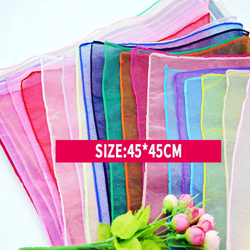 Kindergarten Performance Dance show silk scarf Candy-colored solid scarf Women Summer Spring Transparent Square Chiffon Scarves