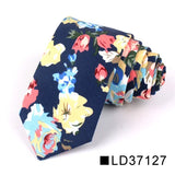 New Floral Tie For Men Women Skinny Cotton Neck Tie For Wedding Casual Mens Neckties Classic Suits Flower Print Neck Ties Cravat