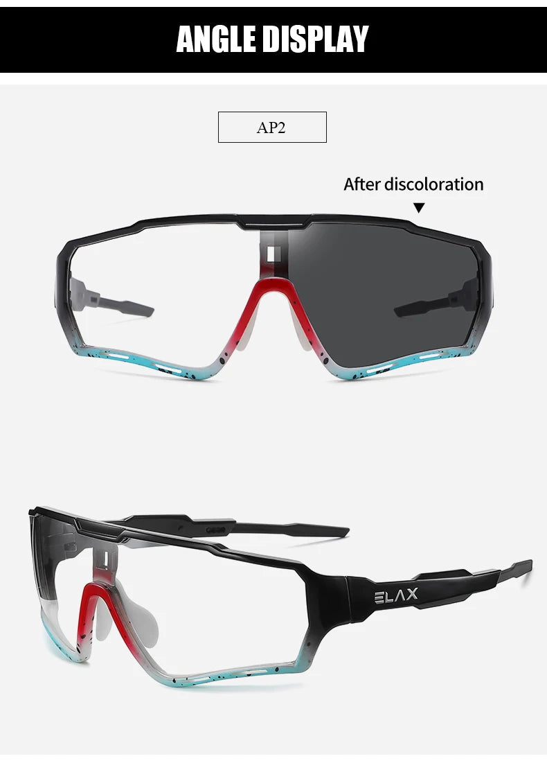 ELAX Brand New Style Photochromic Sunglasses Sports Men Women Mtb Bike Bicycle Eyewear Cycling Glasses