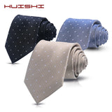 HUISHI 8cm Dot Neckties Skinny Fashion Business Men Polyester Microfiber Neck Tie Polka Check Men Neckie For Gentlemen Wedding