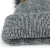 Hat Scarf Dual-purpose Womens Autumn Winter Hats Beanie Hats Pom Pom Hat Scarf For Pure Colour Women Raccoon Fur Female Skullies