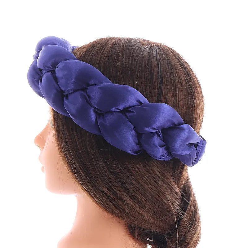 Exaggerated Big Braid Head Band African Raw Silk Turban Cap for Women Lady Nigeria Wedding Party Headpiece Female Headband Mujer