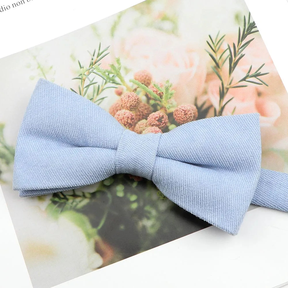 Mens Super Soft Downy Suede Parent-Child Bowtie Set Macarons Solid Color Classic Design Cute Butterfly Red Green Blue Pink Tie