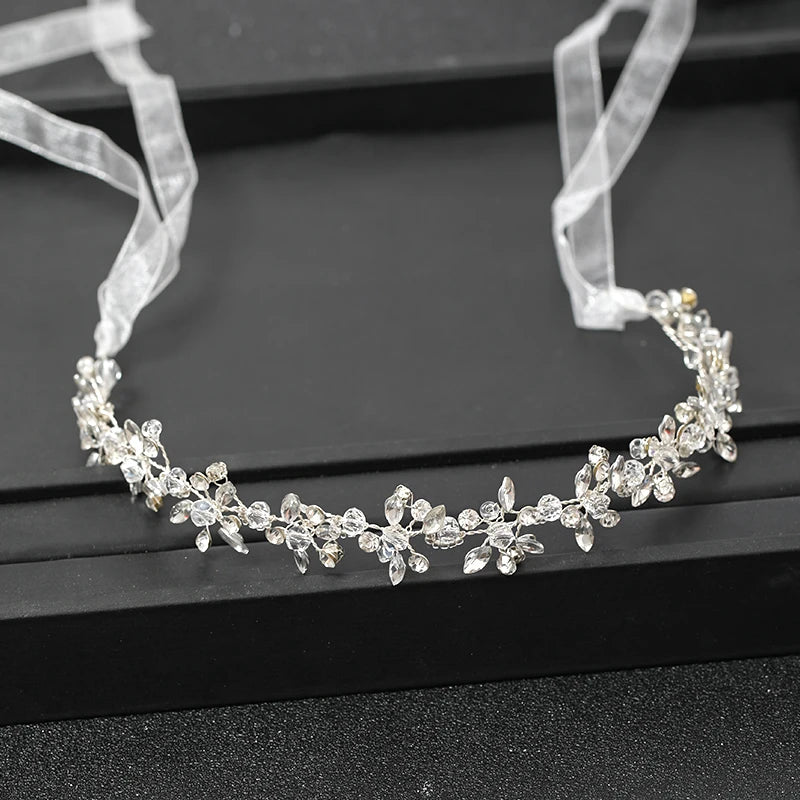 Wedding Headbands For Women Bride Handmade Crystal Rhinestone Tiaras Silver Color Hairbands Hair Accessories Queen Headband Gift