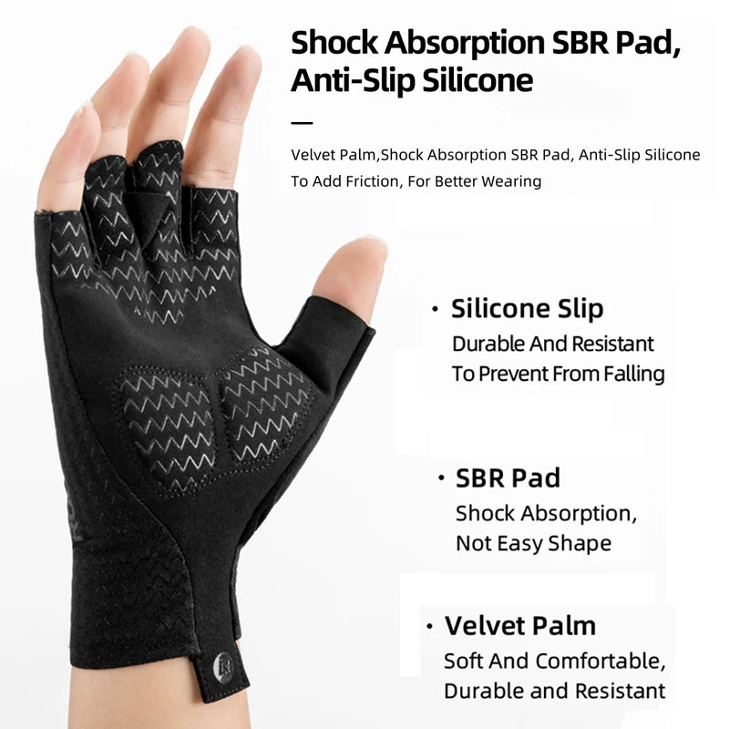 ROCKBROS Cycling Gloves Bicycle SBR Pad Half Finger Glove Summer MTB Bike Men Women Anti-Slip Breathable Shockproof Sport Glove