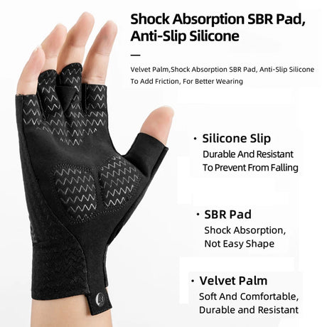 ROCKBROS Cycling Gloves Bicycle SBR Pad Half Finger Glove Summer MTB Bike Men Women Anti-Slip Breathable Shockproof Sport Glove