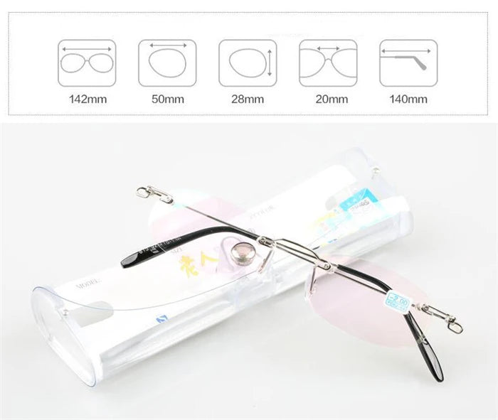 Frameless Nearsighted Glasses Finished Women Men Metal Leg Rimless Square Diopter Eyeglasses  -1.0 -1.5 -2.0 -2.5 -3.0 -3.5 -4.0