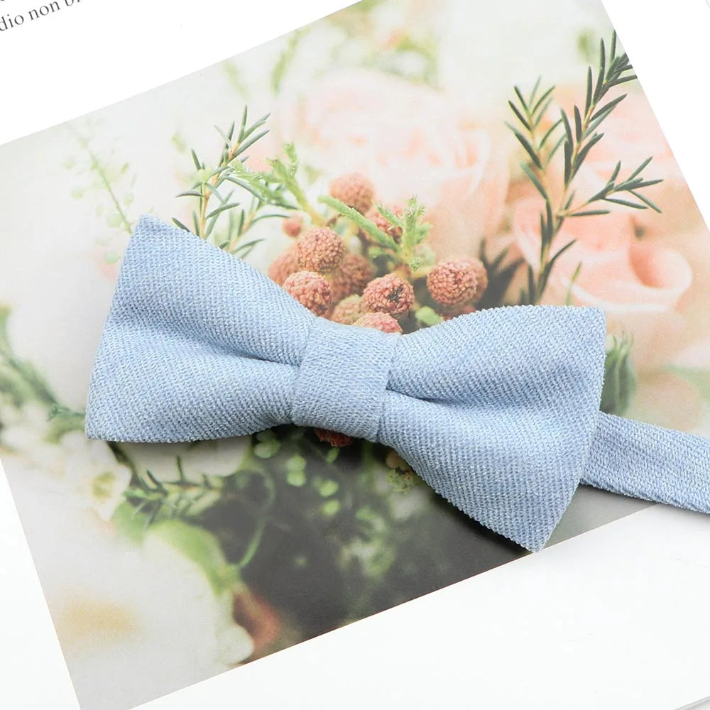 Mens Super Soft Downy Suede Parent-Child Bowtie Set Macarons Solid Color Classic Design Cute Butterfly Red Green Blue Pink Tie