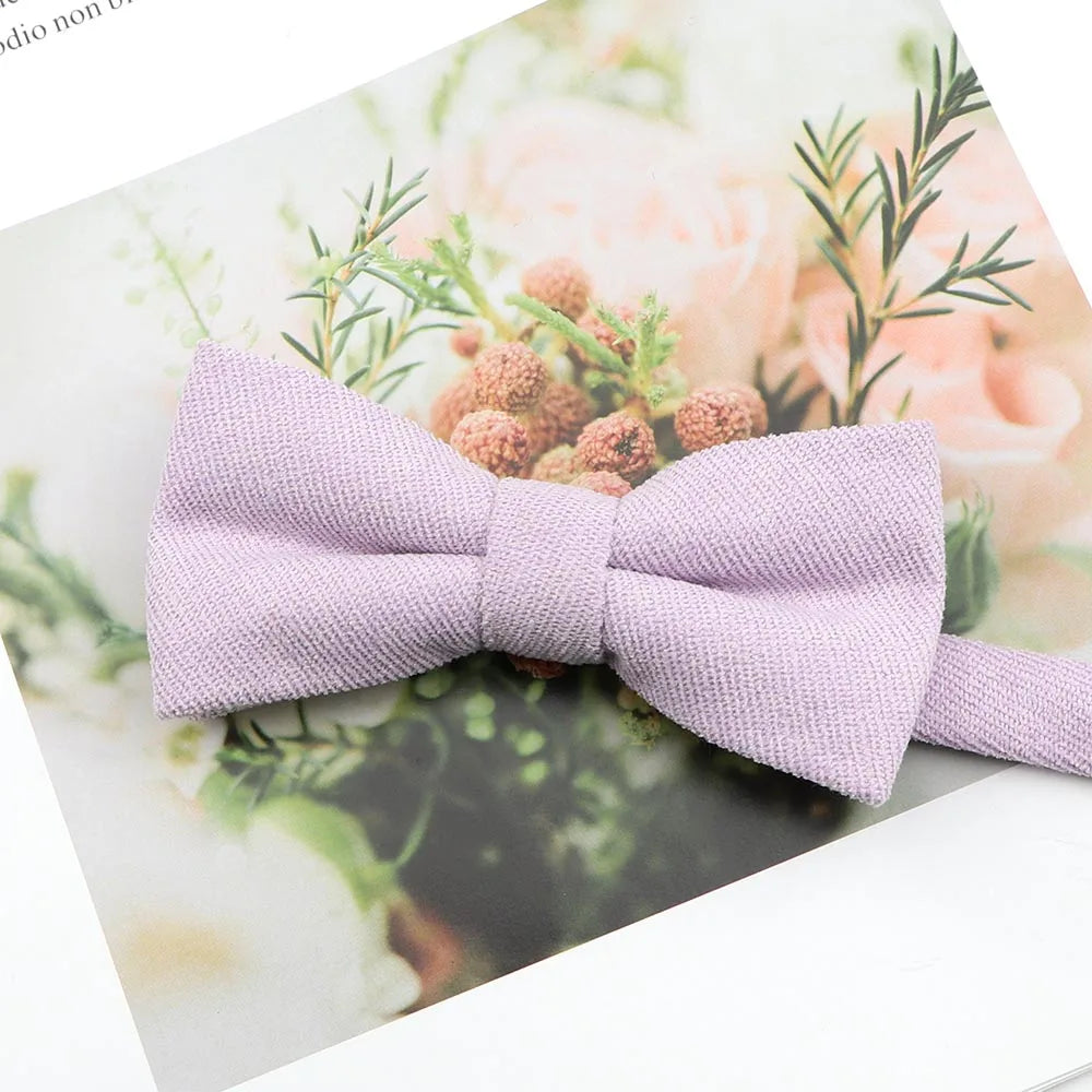 Mens Super Soft Downy Suede Parent-Child Bowtie Set Macarons Solid Color Classic Design Cute Butterfly Red Green Blue Pink Tie