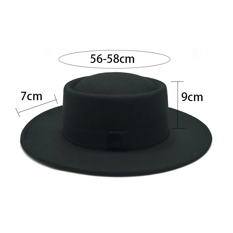 Red fedora hat men's flat top hat ladies felt jazz hat oval hat Panama new hip-hop fedora hat flat brim wholesale