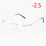 Frameless Nearsighted Glasses Finished Women Men Metal Leg Rimless Square Diopter Eyeglasses  -1.0 -1.5 -2.0 -2.5 -3.0 -3.5 -4.0