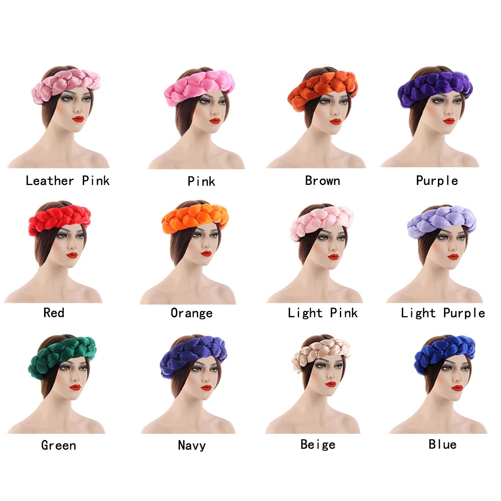 Exaggerated Big Braid Head Band African Raw Silk Turban Cap for Women Lady Nigeria Wedding Party Headpiece Female Headband Mujer