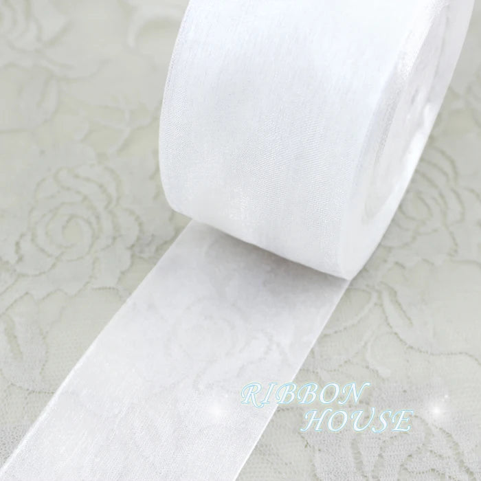 (50 yards/roll) 12/15/20/25/40/50mm Organza ribbons wholesale white gift wrapping decoration Christmas ribbons