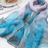 Autumn New Multiple Colour Gradient Color Rose Flower Chiffon Georgette Scarf  Lotus Leaf Long Shawl Thin Women Scarves Wholesal