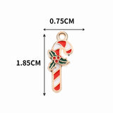 Christmas Candy Cane Enamel Charms for Earrings Necklace Diy Pendant Flower Charm Xmas Tree Decoration Beads Jewelry Making