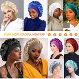 Black Pink Purple Hair Care Caps Silk Bonnet Women'S Nightcaps With Curly Natural Curls Covers With Soft Wide Elastic Adjustable