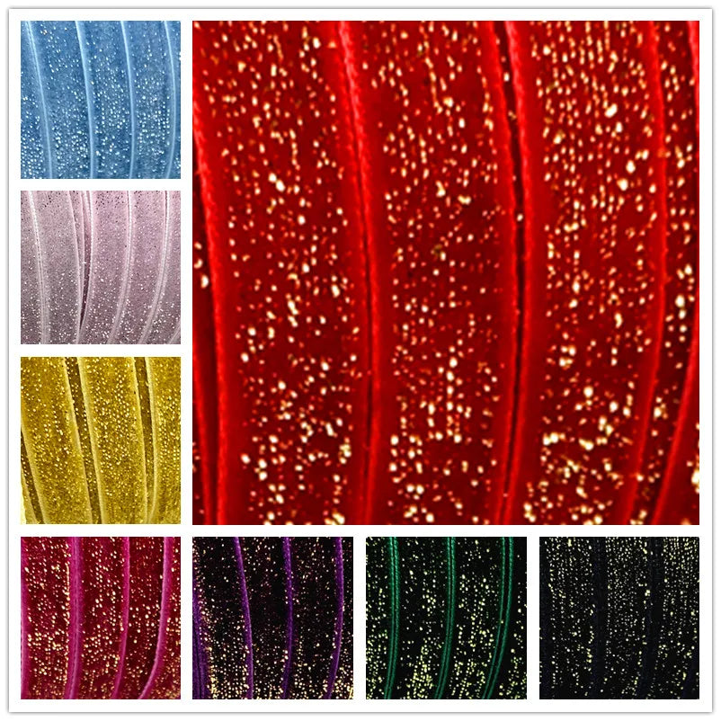 5 yards 10mm Gold and Silver Wire Velvet Ribbon Wedding Party Decoration Handmade Ribbon Gift Wrapping Hair Bowknot DIY #RoLi