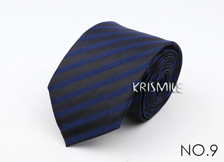 New Classic Strieped Dot Ties For Men Jacquard 7cm Polyester Narrow Tie Skinny Wedding Groom Business Necktie Suit Shirt Gift