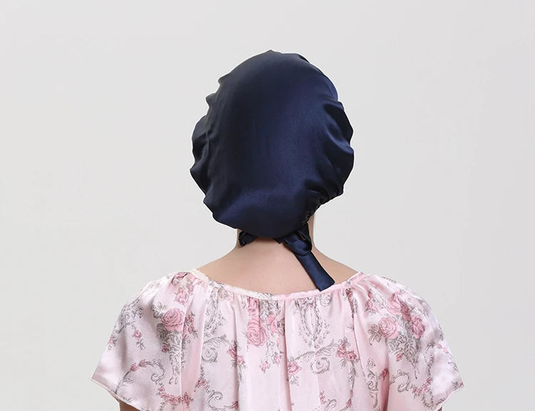 Pure Silk Hair Bonnets For Women Sleeping Cap Luxury Natual Silk Sleep Cap Night Bonnet Caps Hair Protection Turban Head Wraps