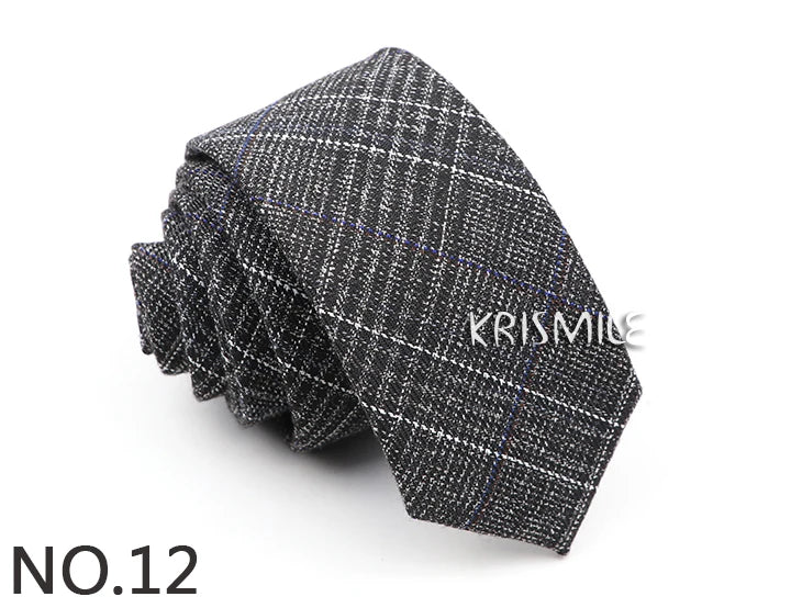 Hot Sale Mens Ties Classic Cotton 6CM Handmade Skinny Neck Ties Slim Plaid Striped Ties For Formal Business Wedding Party Gravat