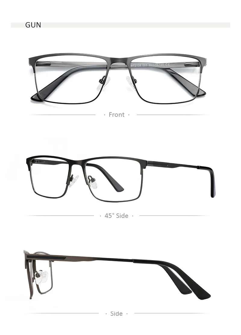 ZENOTTIC Men Titanium Alloy Optical Glasses Frame Fashion Male Square Eyewear Ultralight Metal Non-Prescription Eyeglasses