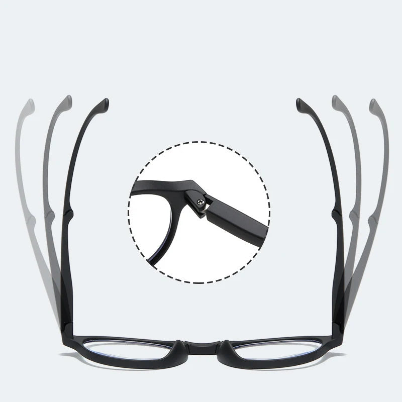 Fashion Design Blue Light Blocking Reading Glasses Men Women Folding Round Frame  Presbyopic Eyeglasses with Case  +1.0~4.0